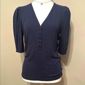 Frame  soft Navy  Blue V-Neck Blouse